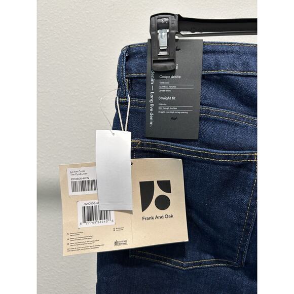 Frank And Oak Women's Cyndi High Rise Straight Jeans Dark Indigo Choose Your Sz - Picture 6 of 7